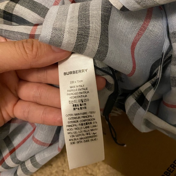 Burberry Stripe And Vintage Check Wool Silk Scarf - Picture 9 of 11